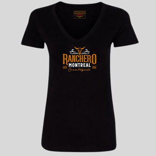 T-shirt V-Neck Femme noir – Country side