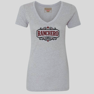 T-shirt V-Neck Femme gris – Old Town