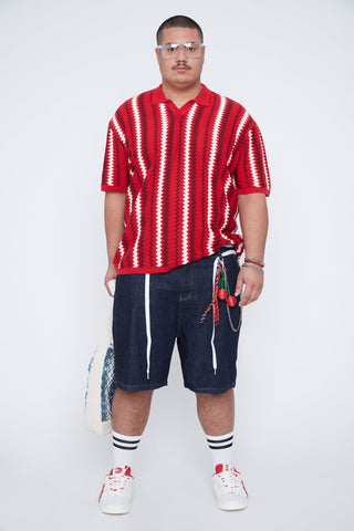 Polo en maille texturée à rayures cherry - Thickems